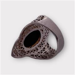 Lady's Silver Ring with Black Oval Stone 3.2dwt Size:6.5